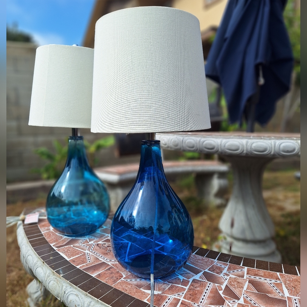 Blue glass lamps